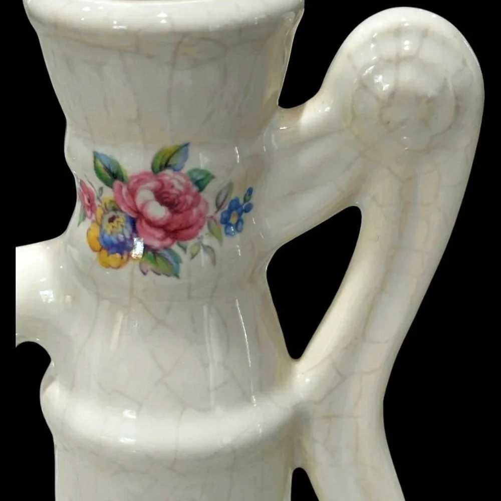 Vintage Athena Pottery Rose Floral Design Soap Dispenser Bottle 8.5